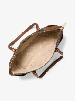 Mala tote com fecho de correr superior em pele com logótipo Charlotte grande | Michael Kors [PT]