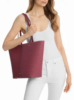 Mala tote em pele com logótipo exclusivo Flora grande | Michael Kors [PT]