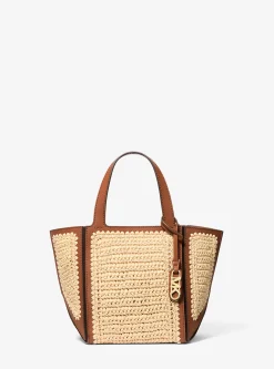 Mala tote em pele e palha tricotada à mão Jordi pequena | Michael Kors [PT]