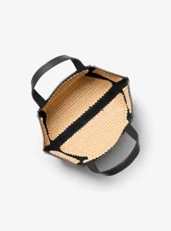 Mala tote em pele e palha tricotada à mão Jordi pequena | Michael Kors [PT]