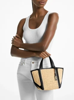Mala tote em pele e palha tricotada à mão Jordi pequena | Michael Kors [PT]