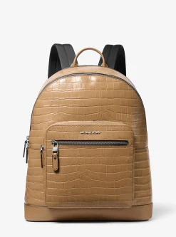 Mochila para deslocações em pele com motivo de crocodilo em relevo Hudson | Michael Kors [PT]