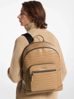Mochila para deslocações em pele com motivo de crocodilo em relevo Hudson | Michael Kors [PT]