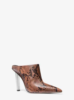 Mule com salto em pele com motivo de cobra em relevo Halle | Michael Kors [PT]