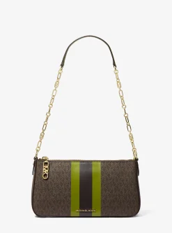 Pochette de corrente de elos com logótipo exclusivo às riscas Empire média | Michael Kors [PT]