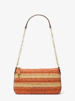Pochette de corrente de elos em palha tricotada à mão Empire média | Michael Kors [PT]