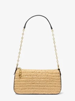 Pochette de corrente de elos em palha tricotada à mão Empire média | Michael Kors [PT]