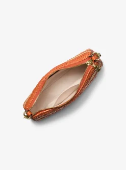 Pochette de corrente de elos em palha tricotada à mão Empire média | Michael Kors [PT]