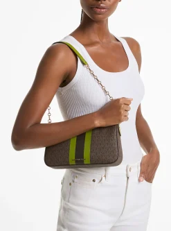 Pochette de corrente de elos com logótipo exclusivo às riscas Empire média | Michael Kors [PT]