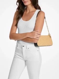 Pochette de corrente de elos em palha tricotada à mão Empire média | Michael Kors [PT]