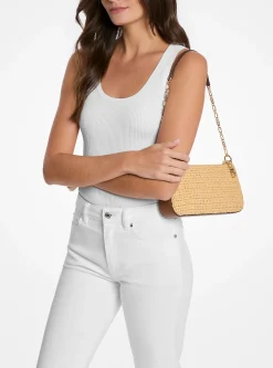 Pochette de corrente de elos em palha tricotada à mão Empire média | Michael Kors [PT]