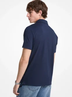 Polo com fecho de correr em piqué em mistura de algodão | Michael Kors [PT]