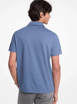 Polo com fecho de correr em piqué em mistura de algodão | Michael Kors [PT]
