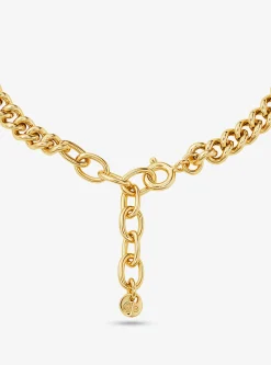 Pulseira de elos achatados com logótipo em prata de lei banhada em metal precioso | Michael Kors [PT]