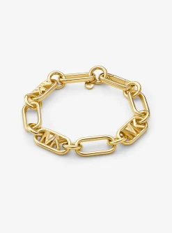 Pulseira de elos em latão com logótipo banhada em metal precioso | Michael Kors [PT]