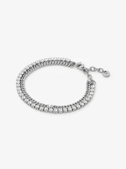 Pulseira de ténis de corrente de elos dupla em latão banhada a metal precioso | Michael Kors [PT]