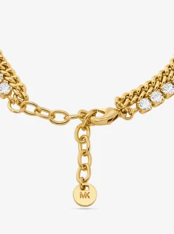 Pulseira de ténis de corrente de elos dupla em latão banhada a metal precioso | Michael Kors [PT]