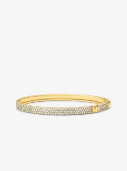 Pulseira rígida com logótipo e incrustações em prata de lei banhada a metal precioso | Michael Kors [PT]