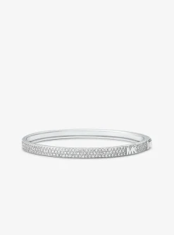 Pulseira rígida com logótipo e incrustações em prata de lei banhada a metal precioso | Michael Kors [PT]