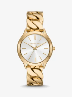 Relógio com elos achatados dourado Runway justo | Michael Kors [PT]