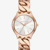 Relógio com elos achatados dourado-rosa justo Runway | Michael Kors [PT]