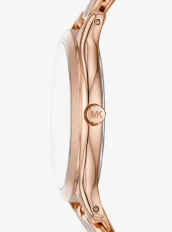 Relógio com elos achatados dourado-rosa justo Runway | Michael Kors [PT]
