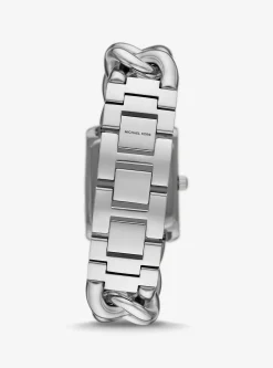 Relógio com elos achatados prateados incrustados Emery mini | Michael Kors [PT]