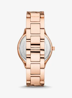 Relógio com elos achatados dourado-rosa justo Runway | Michael Kors [PT]