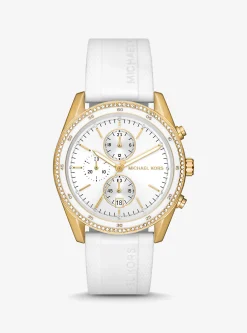 Relógio dourado com incrustações Hadyn de tamanho grande | Michael Kors [PT]
