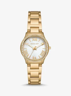Relógio dourado com incrustações Sage de tamanho mini | Michael Kors [PT]