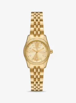 Relógio dourado com incrustações Lexington pequeno | Michael Kors [PT]