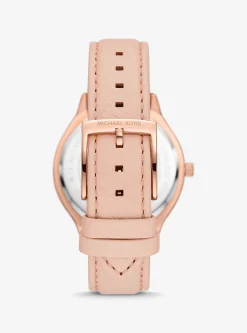 Relógio em pele e dourado-rosa justo Runway | Michael Kors [PT]