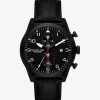 Relógio em preto e pele com motivo de crocodilo em relevo Panorama de tamanho grande | Michael Kors [PT]