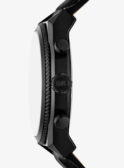 Relógio em preto e pele com motivo de crocodilo em relevo Panorama de tamanho grande | Michael Kors [PT]