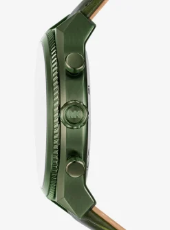 Relógio em verde-oliva e pele com motivo de crocodilo em relevo Panorama de tamanho grande | Michael Kors [PT]