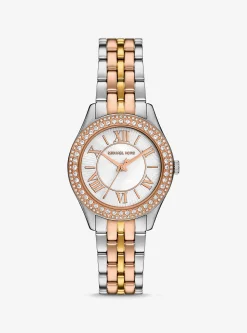 Relógio Harlowe de três tons com incrustações de tamanho mini | Michael Kors [PT]