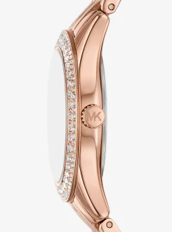 Relógio Harlowe dourado-rosa com incrustações de tamamho mini | Michael Kors [PT]