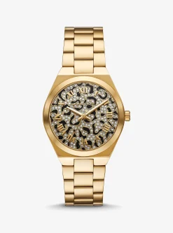Relógio Lennox dourado com animais e incrustações | Michael Kors [PT]