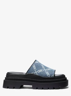 Sandália chinelo em ganga com losangos em jaquard Kendra Empire | Michael Kors [PT]