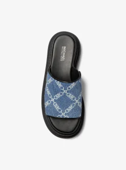 Sandália chinelo em ganga com losangos em jaquard Kendra Empire | Michael Kors [PT]
