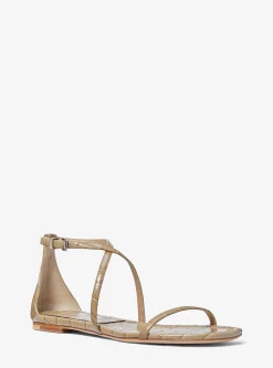 Sandália em pele com motivo de crocodilo em relevo Polly | Michael Kors [PT]