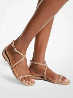 Sandália em pele com motivo de crocodilo em relevo Polly | Michael Kors [PT]