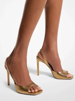 Sandália em pele metalizada com motivo de lagarto em relevo Marisa | Michael Kors [PT]