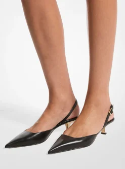 Sapato aberto atrás em pele com salto baixo Luna | Michael Kors [PT]