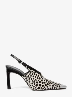 Sapato de salto aberto atrás em pelo de bezerro com estampado de leopardo Kasia | Michael Kors [PT]