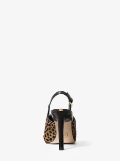 Sapato de salto aberto atrás em pelo de bezerro com estampado de leopardo Kasia | Michael Kors [PT]