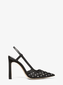 Sapato pump aberto atrás em malha adornado com cristais Alora | Michael Kors [PT]
