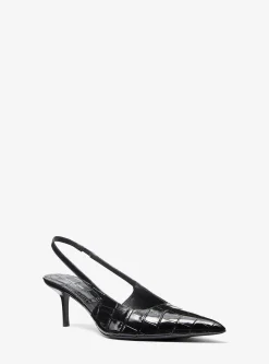 Sapatos pump abertos atrás em pele com motivo de crocodilo em relevo Emma | Michael Kors [PT]