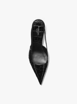 Sapatos pump abertos atrás em pele com motivo de crocodilo em relevo Emma | Michael Kors [PT]