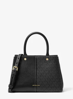 Satchel em pele com logótipo exclusivo Flora média | Michael Kors [PT]